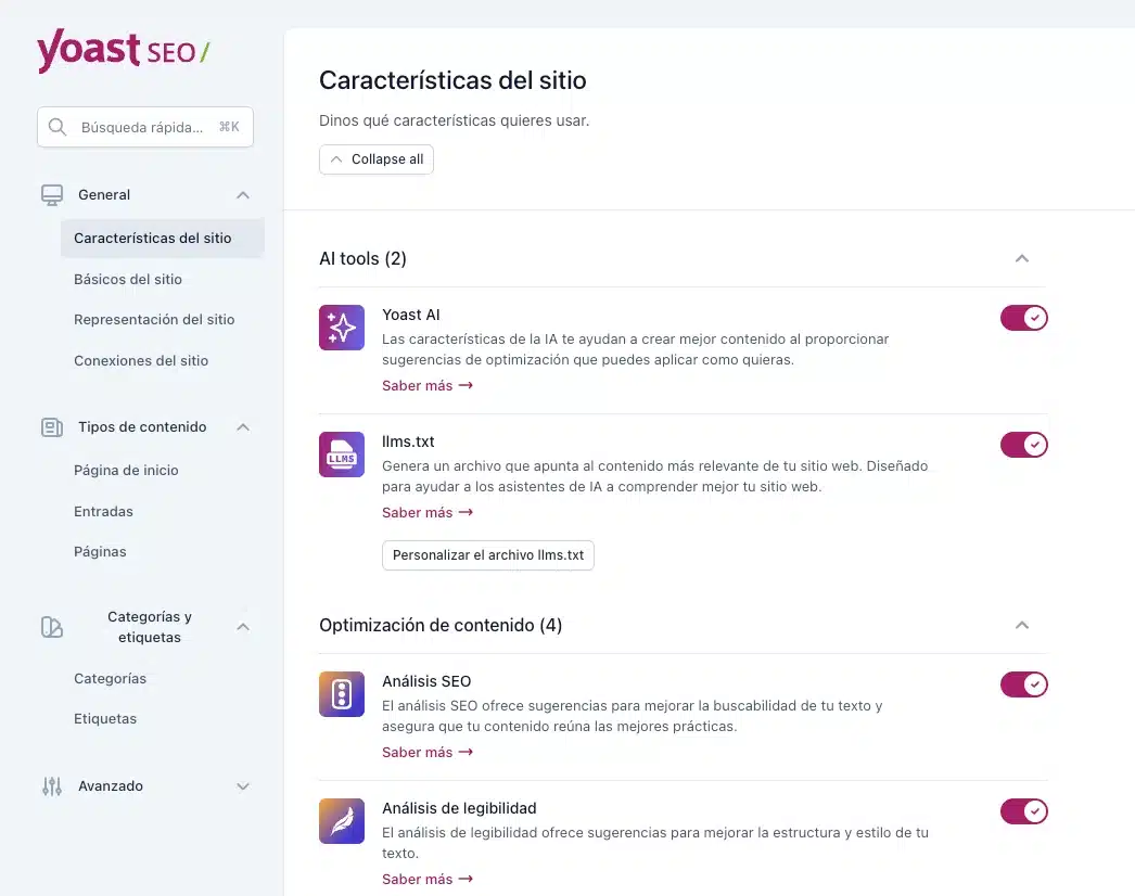 llms.txt con yoast seo