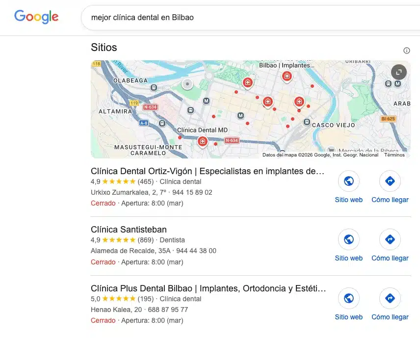 primero en google maps intencion busqueda