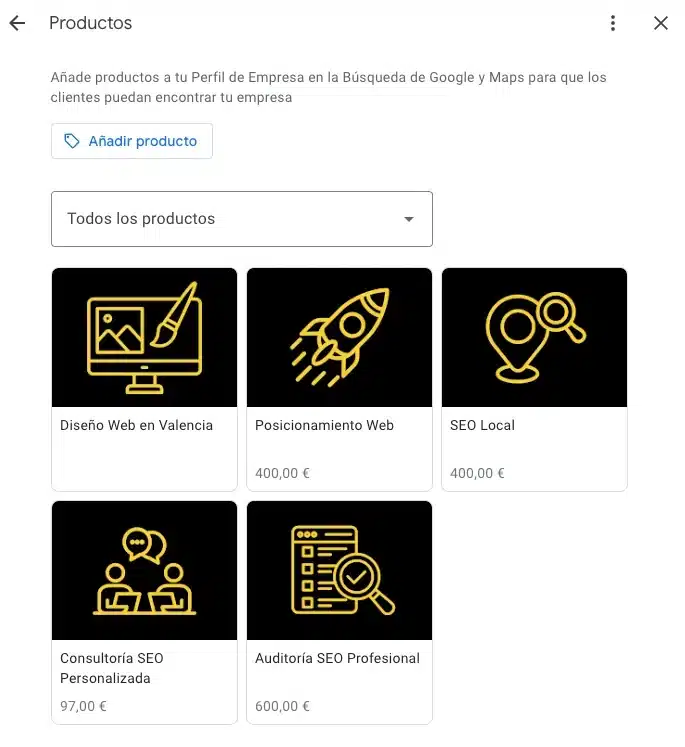 productos primero google maps